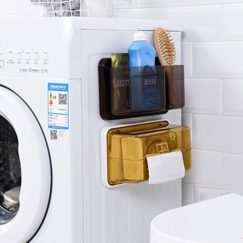 Magnetic Paper Holder Storage Shelf for Refrigerator Kitchen Paper Tissue Box Organizer Rack Paper Mounts on Washing Machine