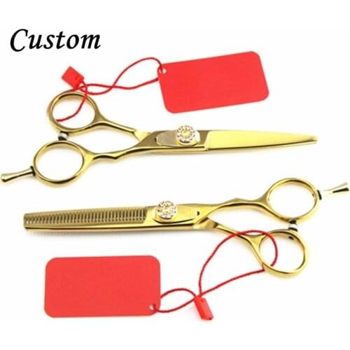 Custom Germnay 440c 6 / 5.5 inch cut hair scissors set cutting barber hair clipper makeup thinning shears hairdressing scissors