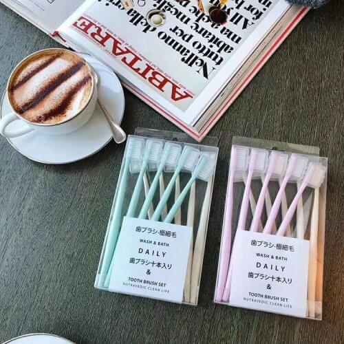 10Pcs/set Japanese super soft toothbrush sets, Travel toothbrush for men women, household bathroom accessories and toiletries