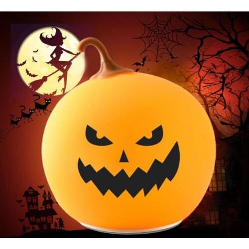 Halloween Pumpkin Night Light USB Rechargeable LED Silicone Lamp Colorful Festive Atmosphere Lights For Home Hotel Decoration