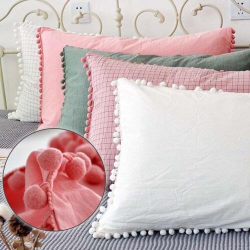 48*74cm 100% Cotton Solid Color Pillow Case Home One Pair Diagonal Printing Brief Style Pillowcase Home