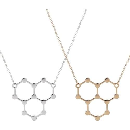 Wholesale 10pc Trendy Ice Hydro Molecule Science Chemistry Pendants&Necklaces Unique Water H2O Molecule Necklace For Cute Women