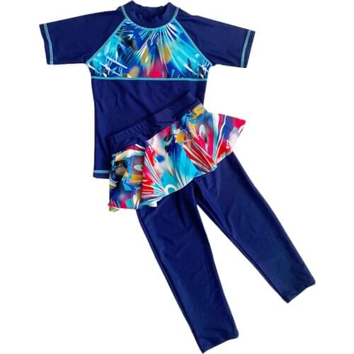 Little Girls Full-Body Rash Guard Two Piece Long Sleeve UV Protective UPF50+ Long Sleeve Swimsuit High Neck Kids Girl Wetsuit