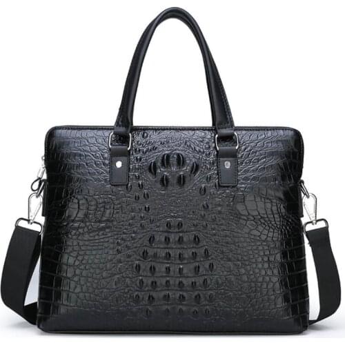 Briefcase Messenger Bag Mens Genuine Leather 14'' Laptop Bag Mens Briefcases Shoulder Bags Office Business Tote for Document