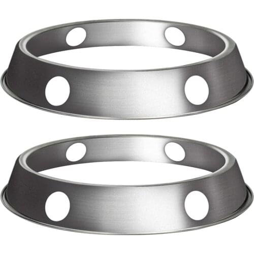 Practical 2PCS Stainless Steel Wok Ring/Metallic Round Bottom Wok Rack Universal Size for Gas Stove Fry Pans