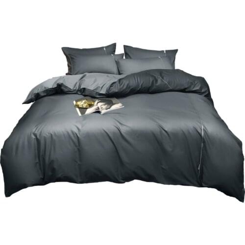 3/4pc Children Adult Single Bed Sheet Solid Grey Color Nordic bed cover 150 100% Cotton Duvet Cover Set Reversible Bedding Sets