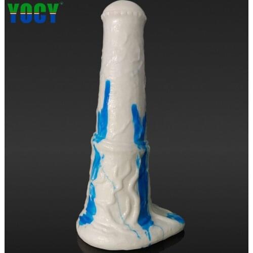 YOCY Realistic Dildo Silicone Huge Anal Butt Plug Blue White Big Stallion Erotic Sex Toy For Women Gays Shop Masturbator