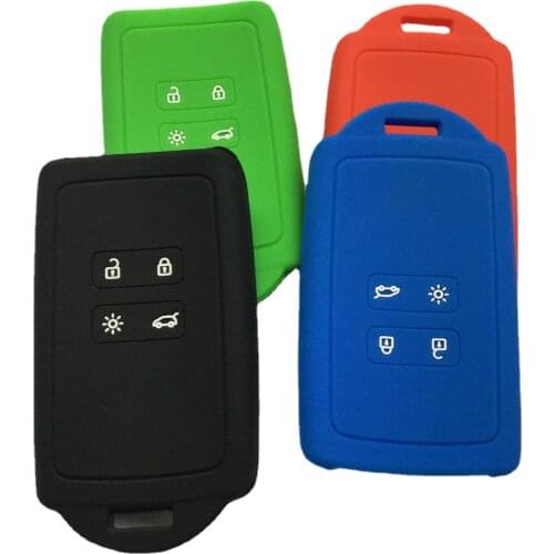 Rubber Key Case Chain 4 Button Silicone Jacket Holder For Renault Koleos Kadjar,KeyRing For 2017 Megane Remote Key Bag
