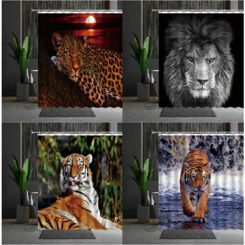 Wild Animals Shower Curtains African Leopard Tiger Lion Bathtub Decoration Bathroom Accessories Multiple Size Bath Curtain