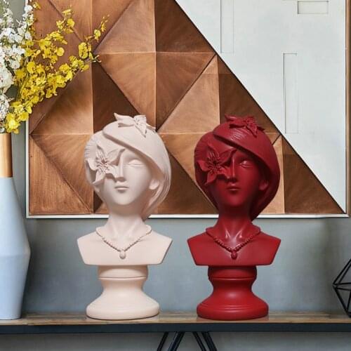Nordic Modern Beauty Figures Bust Statue Decoration/Personality Home Interior Showpiece Cabinet Woman and Flower Fairy Figurines