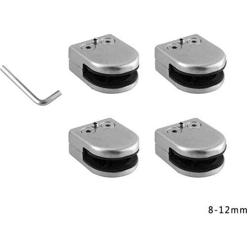 4pcs Stainless Steel Glass Clip Fish Mouth Adjustable Railing Bathroom Shelf Stair Handrail Glass Fence Clip Fixing Bracket