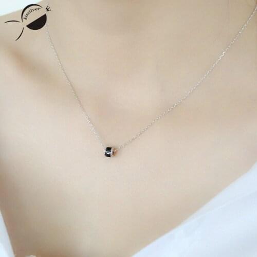 Round Pendent Choker Necklace Female Sterling Silver 2017 Jewelry Womens Elegant Casual Party Chain Necklaces S925 Silver