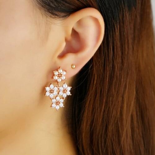 Gold Color Delicate CZ Cute Daisy Flower Stack Stud Earrings Spring Summer Women Girls Fashion Gifts Minimal Lovely Jewelry 2021