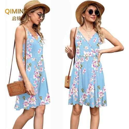 Spring Summer Vintage Party Lace Dress V Neck Elegant Sexy Dress Boho Beach Floral Dresses For Women Clothes Suspender Dress