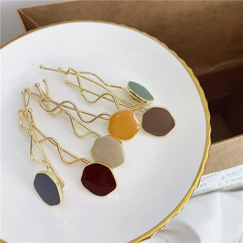 1pcs Women Fashion Candy Color Barrettes Alloy Wave Desgin Geometric Hair Clip Girls Hairpin Hair Accessories Dropshipping