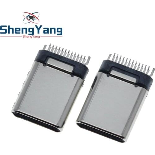 10pcs/lot USB 3.1 Type-C SMT 24P 30V 2A Micro USB Connectors Male Port Jack Tail Plug Socket Electric Terminals