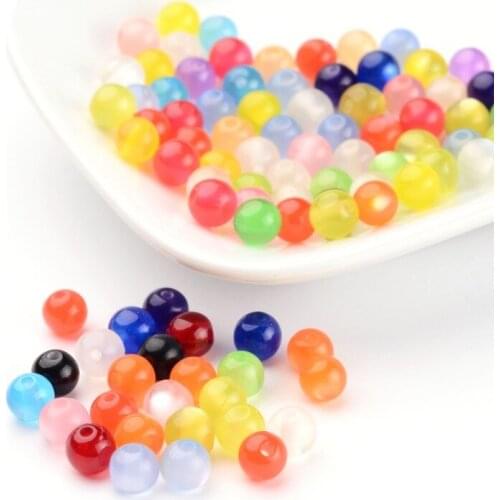 100pcs 6mm Round Resin Beads Imitated Cat Eye Mixed Color Loose Spacer Beads for Jewelry Making DIY Bracelet Necklace