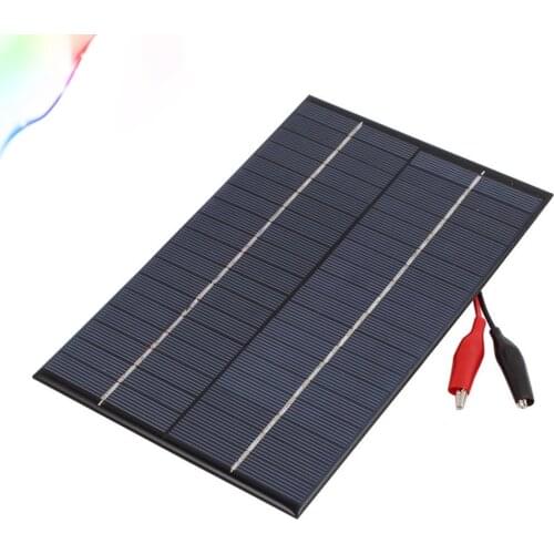 18V 4.2W Solar Panel Battery Charger w Alligator Clip Adapter Cable