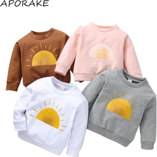 2021 0-3Y Toddlers Boys Girls Spring Autumn Hoodie Boys Girls Creative Sun Printing Long Sleeve Round Collar Tops Casual Clothes