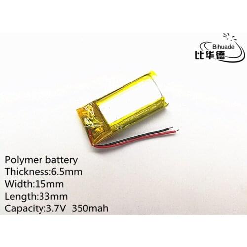 3.7V,350mAH,651533 Polymer lithium ion / Li-ion battery for TOY,POWER BANK,GPS,mp3,mp4,cell phone,speaker