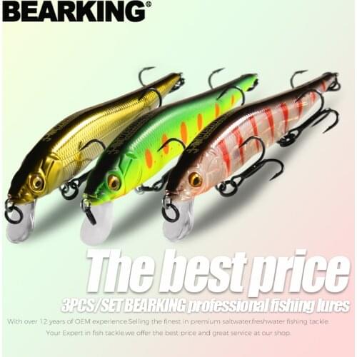 3pcs/lot BEARKING 9.8cm 10g SP dive 2.1m professional Minnow fishing lures quality jerkbaits Artificial Bait Predator tackles