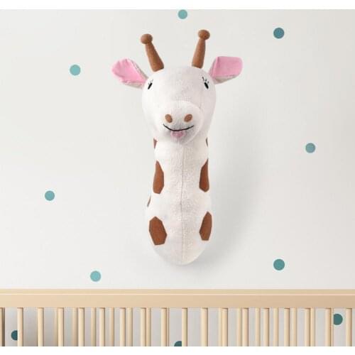 Nordic 3D Stuffed Animal Head Wall Mount PP Cotton Cute Cartoon Image Non-marking Nails For Childrens Bedroom Decor
