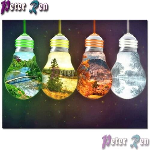 5d Scenic bulb four season tree Diamond Painting Embroidery DIY Square or round Mosaic Cross stitch Rhinestone Handmade gifts