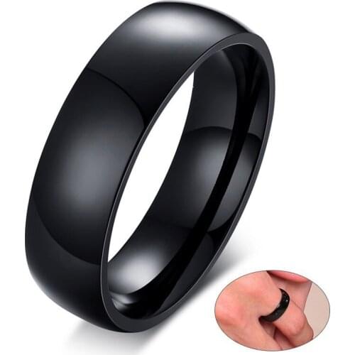 6MM Basic Wedding Bands Rings for Women Man High Polished Stainless Steel Anel Alliance