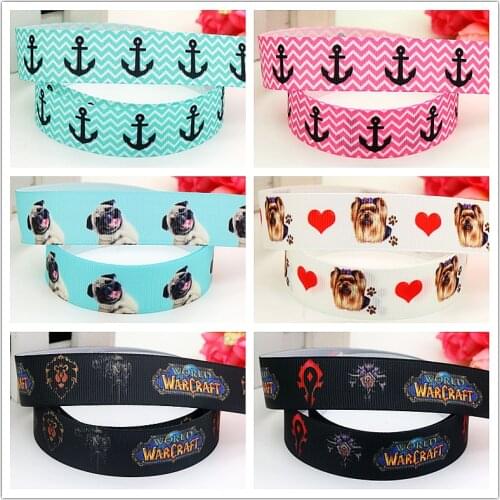 7/8'' Free shipping anchor dog war printed grosgrain ribbon hairbow headwear party decoration diy wholesale 22mm D530