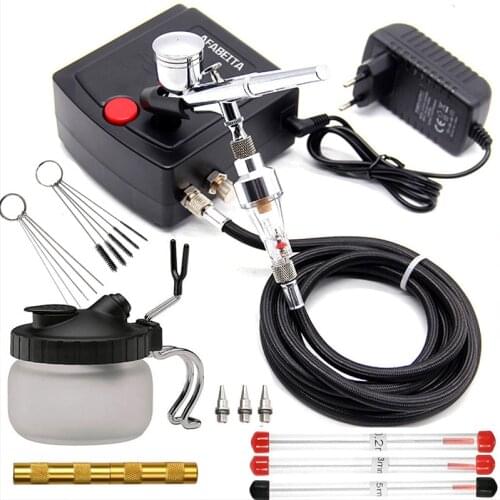 0.3mm Dual Action Airbrush Spray Gun EU US Plug Air Compressor Kit Art Painting Manicure Craft Spray Model Air-brush Nail Tool
