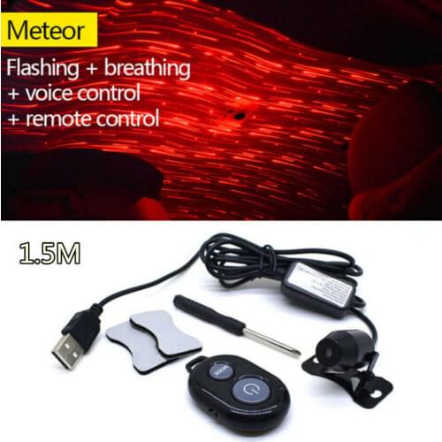Car USB LED Interior Ceiling Star Light Starry Sky Red Galaxy Lamp Music Control
