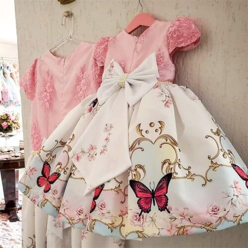 NNJXD Kids Princess Dresses for Girls Children Embroidery Vestidos Girls Butterfly Birthday Dress Kids Lace Tutu Dress for Girls