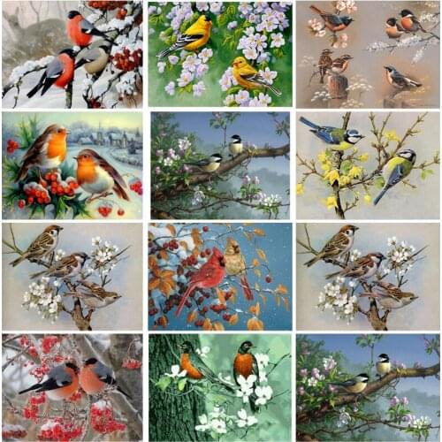 DIY 5D Diamond Painting Bird Diamond Embroidery Tree Scenery Rhinestones Cross Stitch Full Round Drill Square Mosaic Wall Decor