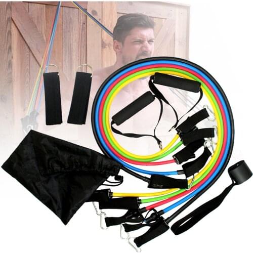 Home Gym 11Pcs Multi Function Resistance Belt One Line Tension With Muscle Training Fitness Puller Exercise Yoga Tubes Pull Rope