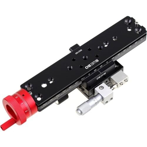 Aluminum Alloy Double Precision Stacked Photography Slide Micrometer Head Micro Trimming Guide 180MM Macro Focusing Rail Slider