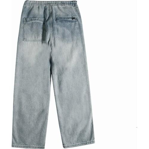 Spring Mens Jeans Cotton Denim Hip Hop Bottom Joggers Streetwear Blue Grey Pants Hombre Harem Trousers Men