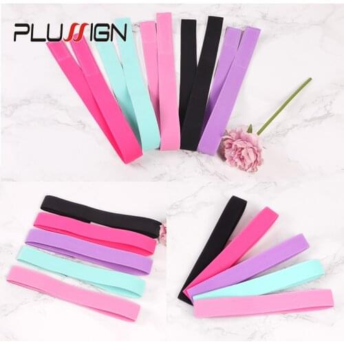 Top Colorful Pink Green Black Plain Elastic Band For Laying Lace Baby Hair 5Pcs Wig Band Melt Band Headband Edge Slayer Band