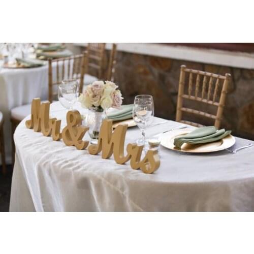 Gold Mr and Mrs Sign Wedding Sweetheart Table Decor Mr & Mrs Wooden Letters Thick Centerpiece Wedding Sign
