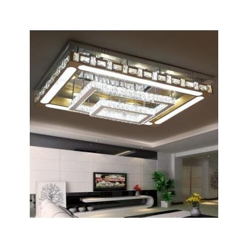 Living room crystal lamp led ceiling lamp modern minimalist bedroom lamp warm romantic rectangular atmosphere household lamps