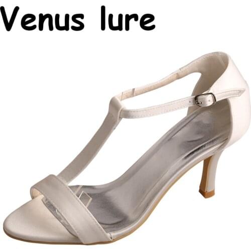Customized Womens Sandal Heels for Wedding T-strap Wedding Shoes 8CM Heel Size 10