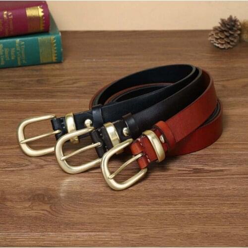 Personalized Fashion Belt Female Pure Cowhide Korean Fashion Retro Trend Copper Buckle Belt