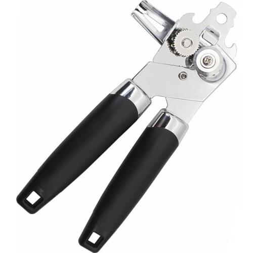 3 in 1 Stainless Steel Cans Opener Professional Ergonomic Side Cut Manual Can Opener Corkscrew Kitchen Cutter Handle Grip