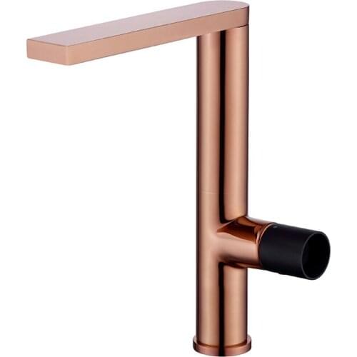 Bathroom Basin Faucet Solid Brass Sink Mixer Crane Tap Hot & Cold Deck Mounted Single Handle Brushed Gold/Black/Rose Gold