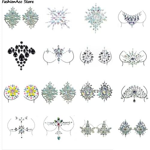 Nipple Cover Crystal Bra Stickers Adhesive Diamond Beads Breast Pasties Shiny Tattoo Sticker Bra Accessories Bra Pad Stickers