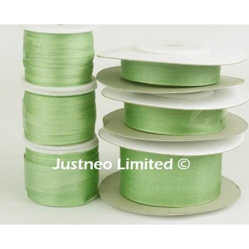 252 Stone Green 100% Real Pure Silk Ribbon for Embroidery Handcraft,Double Face Taffeta Silk Tape 2/4/7/10/13/25mm,10/30/100m pk