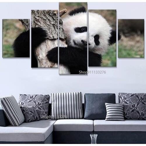 Modular Pictures HD Prints Canvas Painting Kids Room 5 Pieces Creative Home Decor Panda Animal Wall Art For Gift Artwork Poster