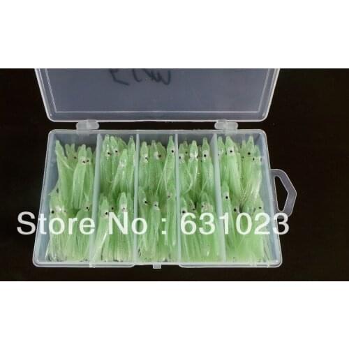 MR OCTOPUS 100pcs fishing lure ,soft lure ,squid jigs,octopus lure ,5cm, glow in dark,packed with a transparent plastic box