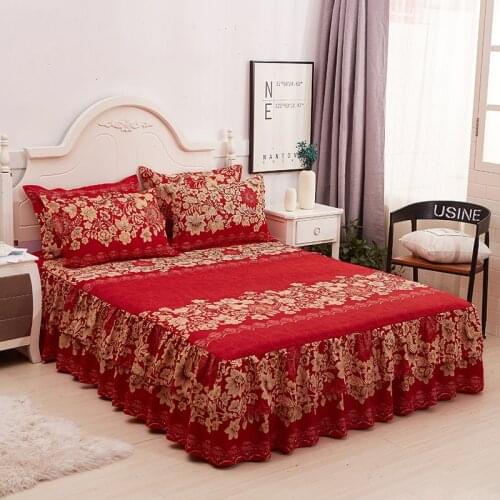 Soft Bed Sheet Wedding Bedspread Full Queen King Size Bed Sheet with Mattress Cover Bedsheets Dropshipping