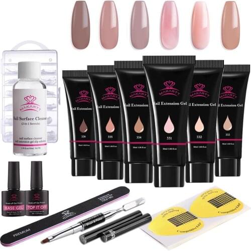 Makartt Poly Nail Extension Gel Kit 15ml/ 30ml Nude Color Starter Builder Gel Nail Thickening Solution Equipment All-in-One Kit