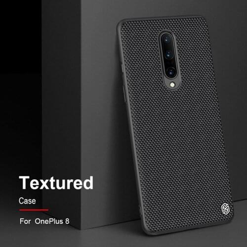 NILLKIN OnePlus 8 Case Textured Nylon Fiber Hard PC Panel+TPU Frame Back Cover Case for One Plus 8 /1+8